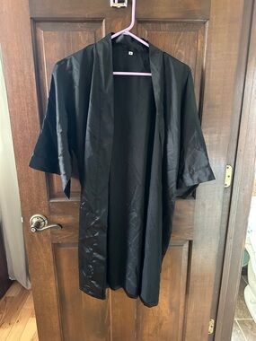 Black Satin Kimono-Style Robe